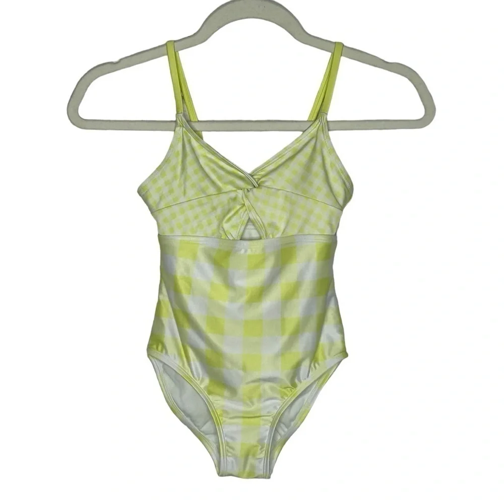 Cat & Jack Youth Gingham Check One Piece Swim Suit NWOT
